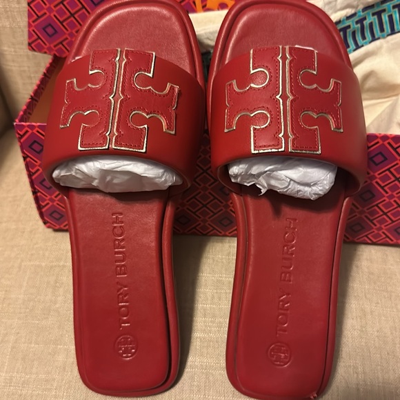 Tory Burch Red T Sport Slide Sandals - Picture 5 of 7